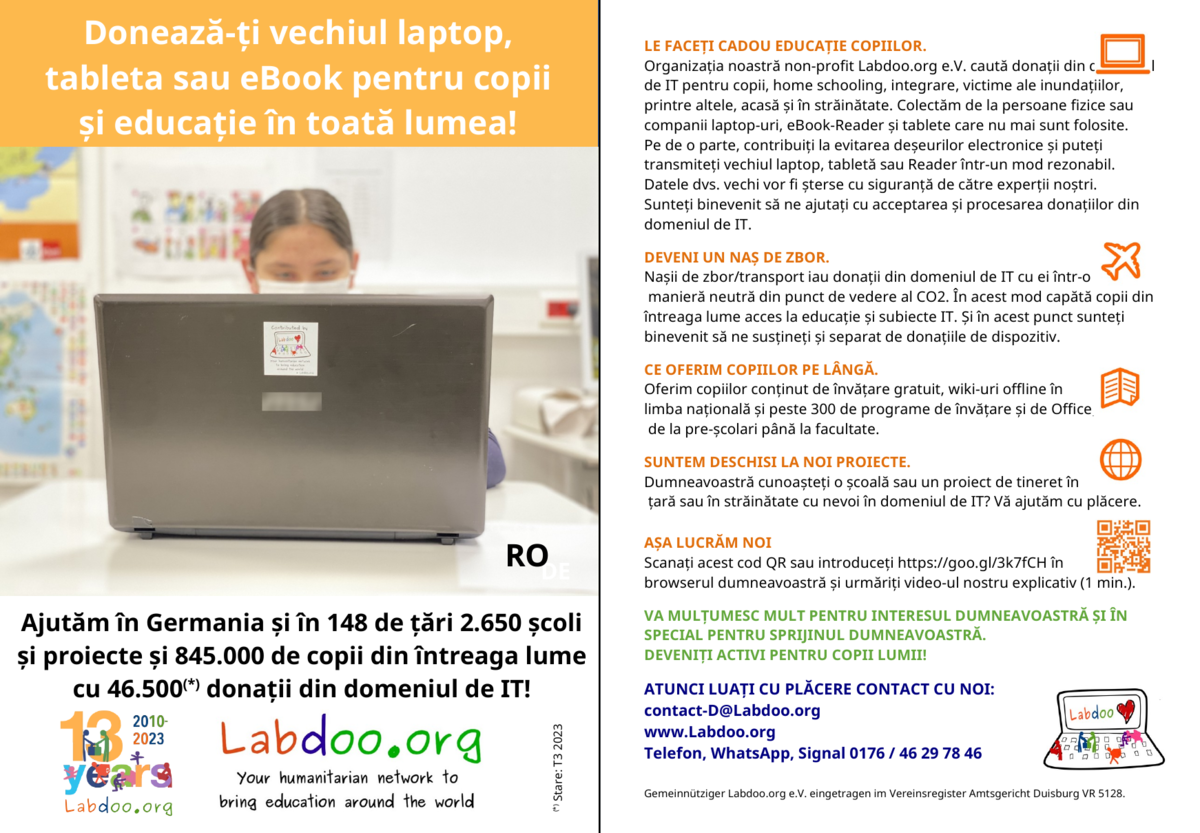 Flyer in Rumänisch